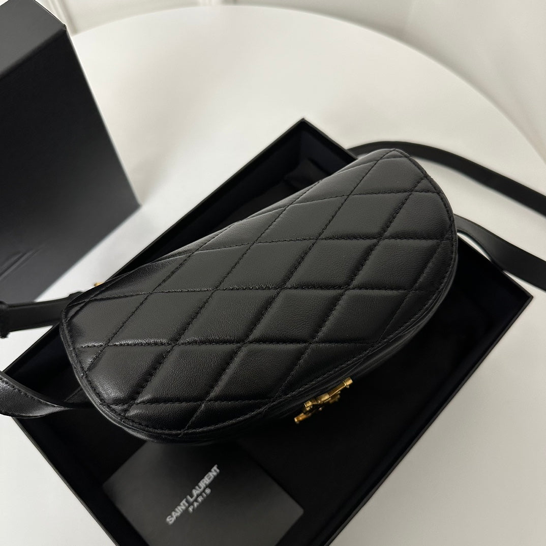 SL June Box Bag In Quilted Black Lambskin Ghw