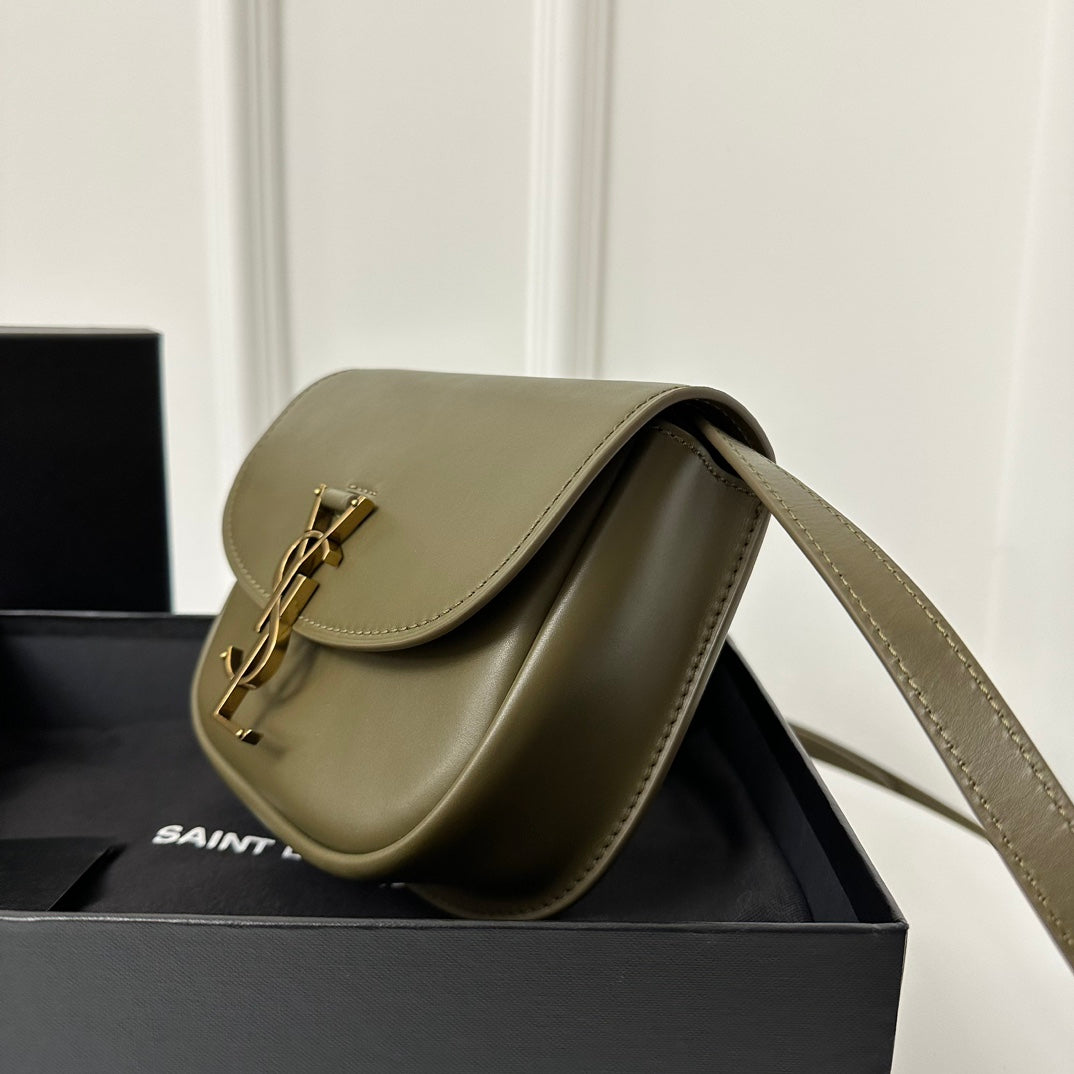 SL Kaia Small Satchel in green smooth leather