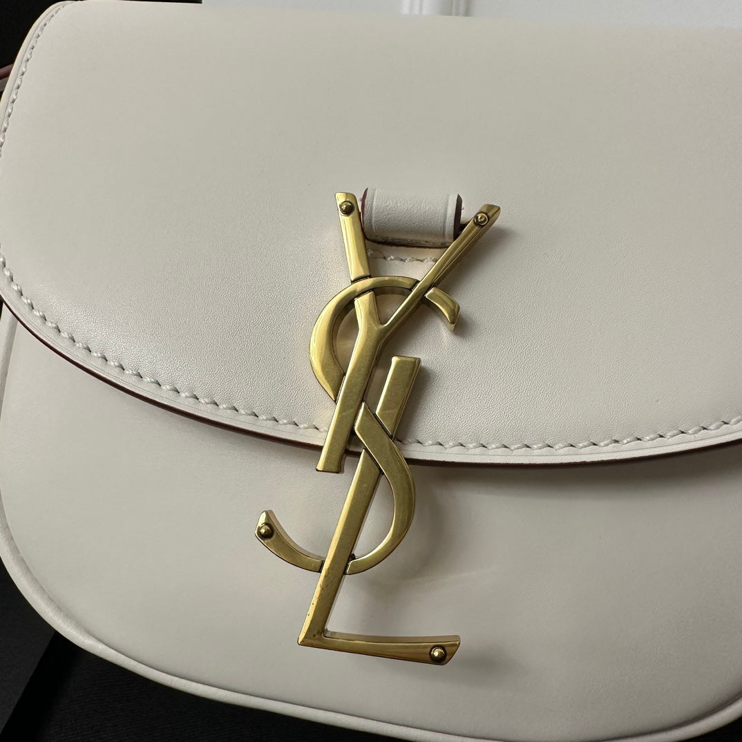 SL Kaia Small Satchel in white smooth leather