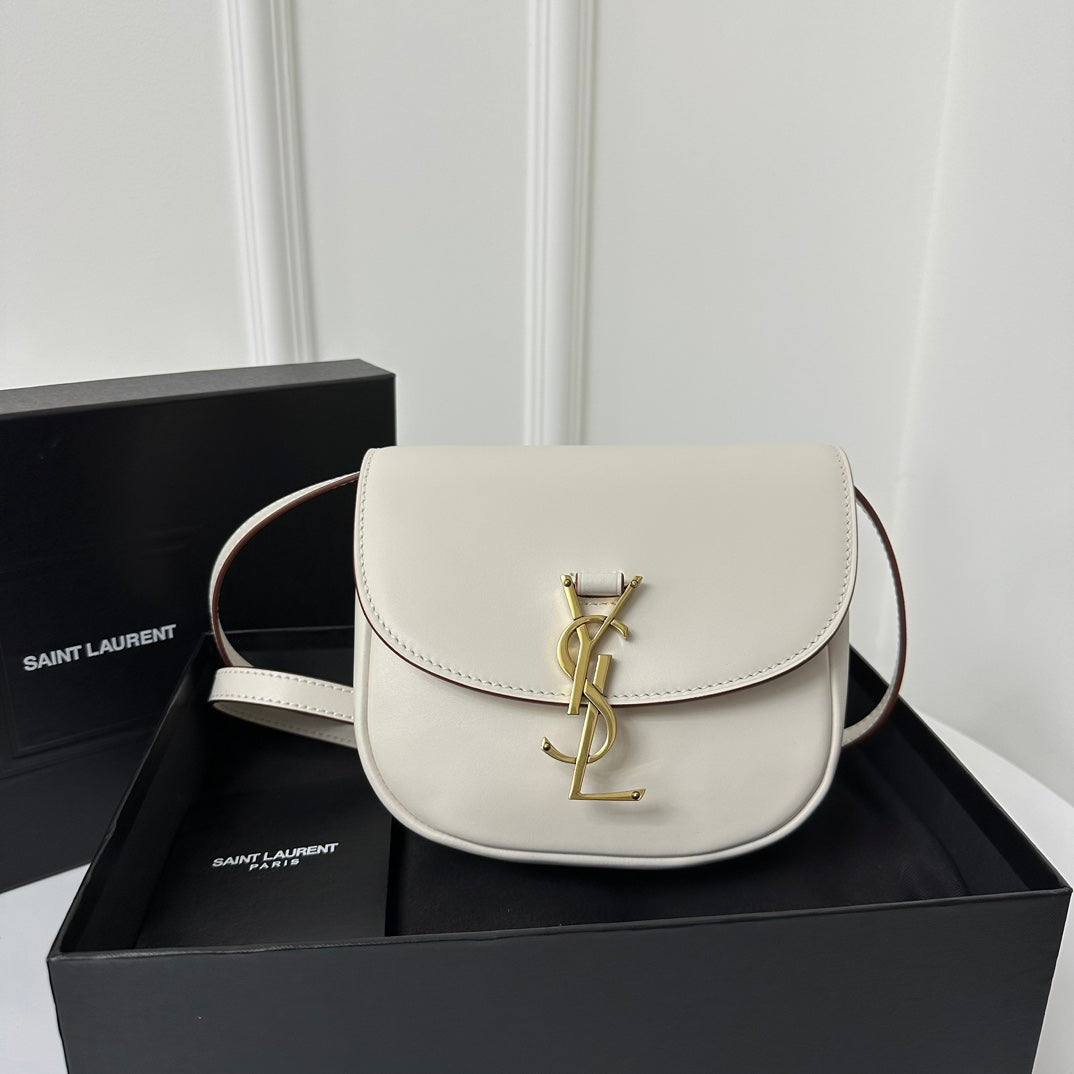 SL Kaia Small Satchel in white smooth leather