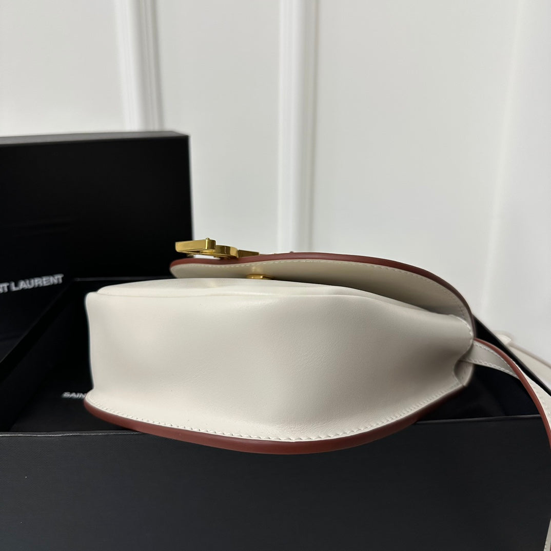 SL Kaia Small Satchel in white smooth leather