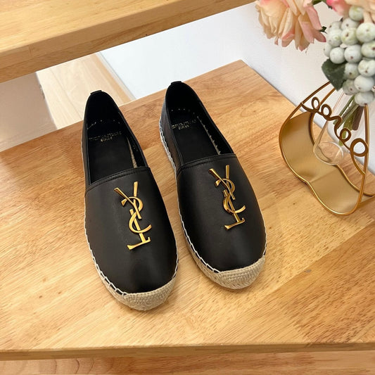 SL YVES LOGO SLIP ON BLACK CALFSKIN