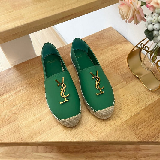 SL YVES LOGO SLIP ON DARK GREEN CALFSKIN