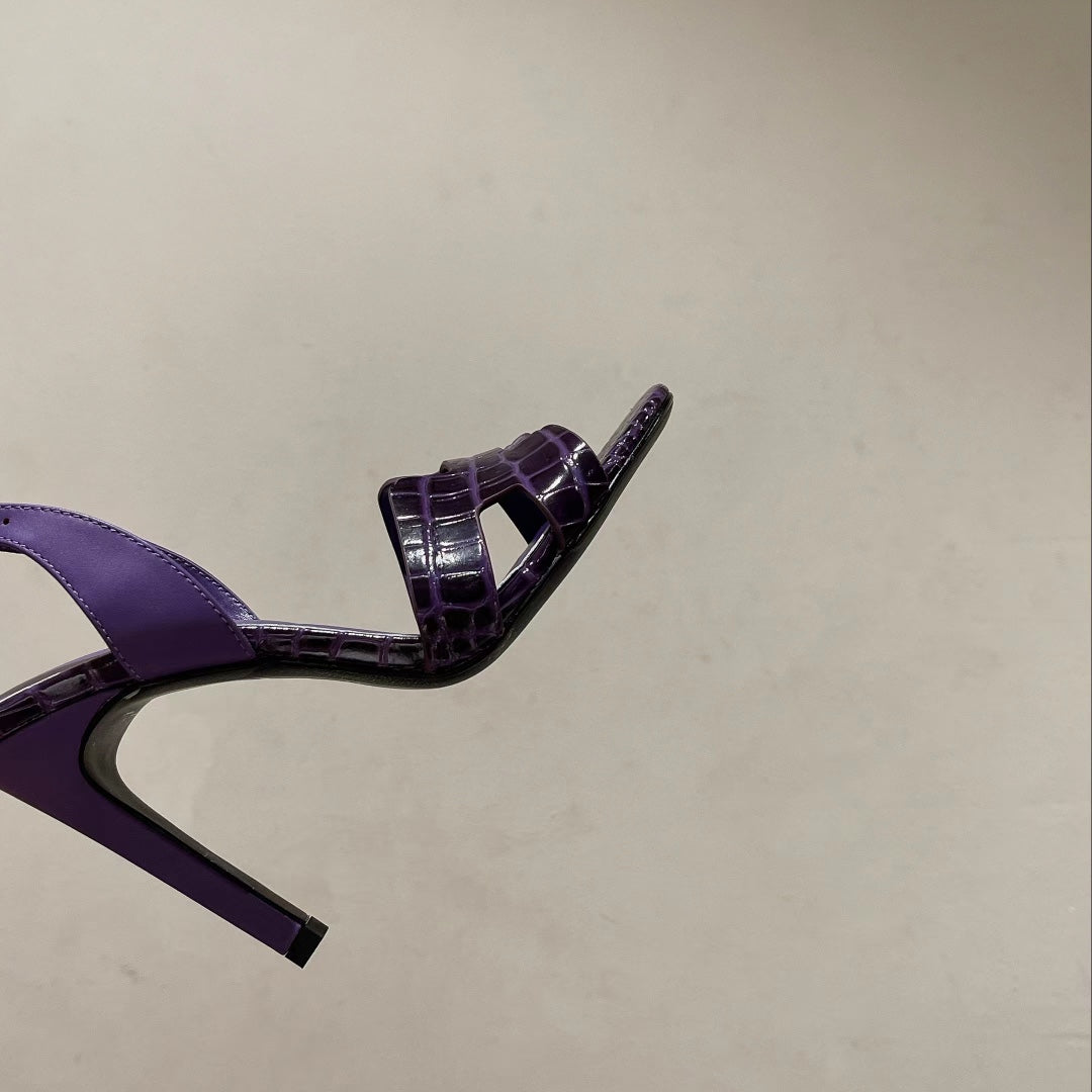 SLINGBACK ETERNITE 105 VIOLET LAMBSKIN AND CROCODILE LEATHER