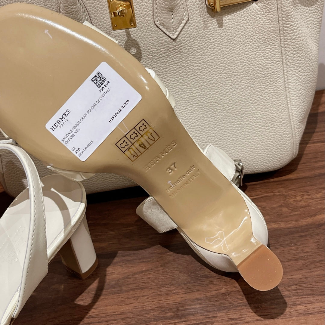 SLINGBACK ETERNITE 75 WHITE LAMBSKIN AND CROCODILE LEATHER