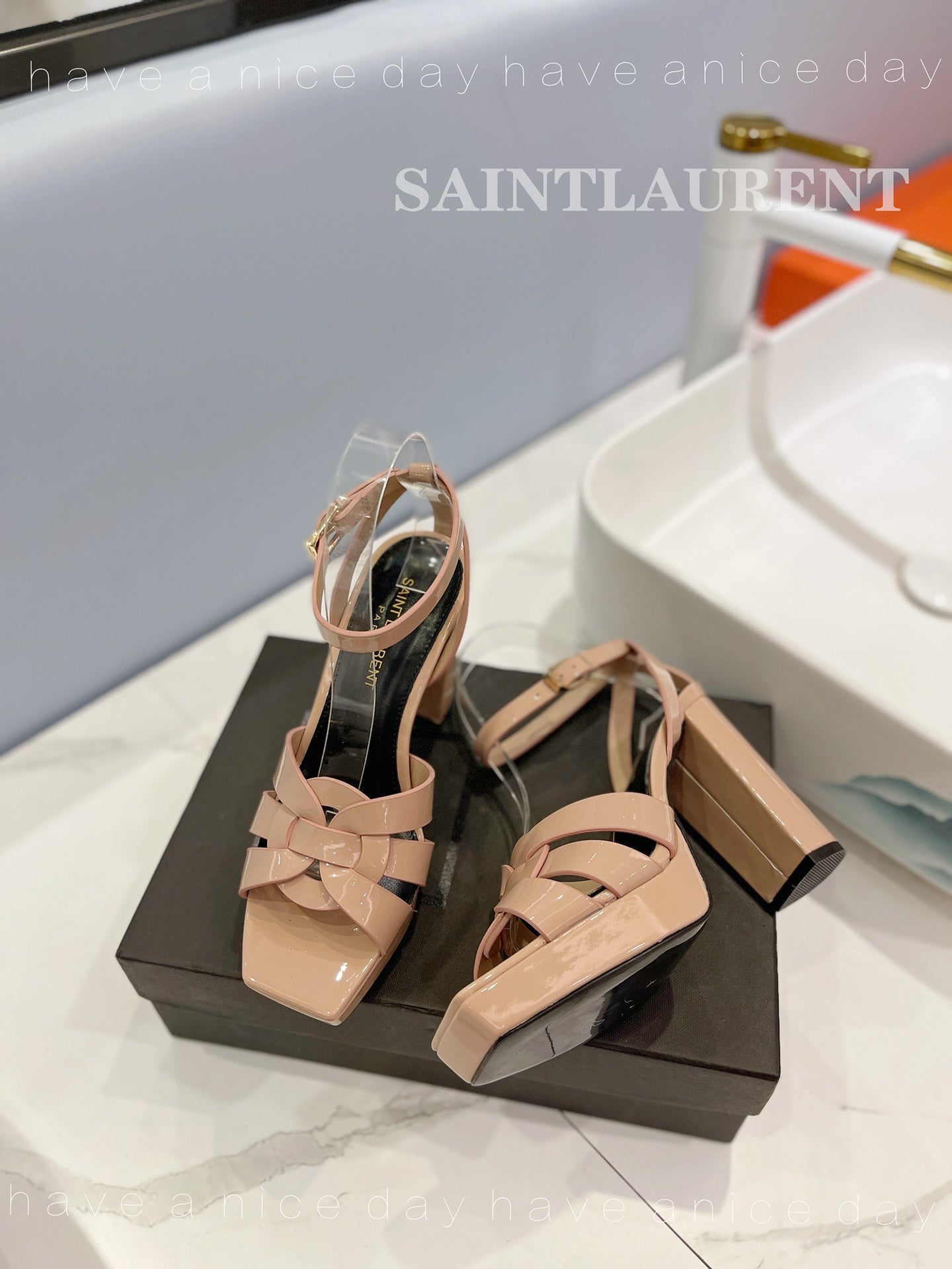 SL TRIBUTE FLATFORM SANDALS DUSTY ROSE CALFSKIN