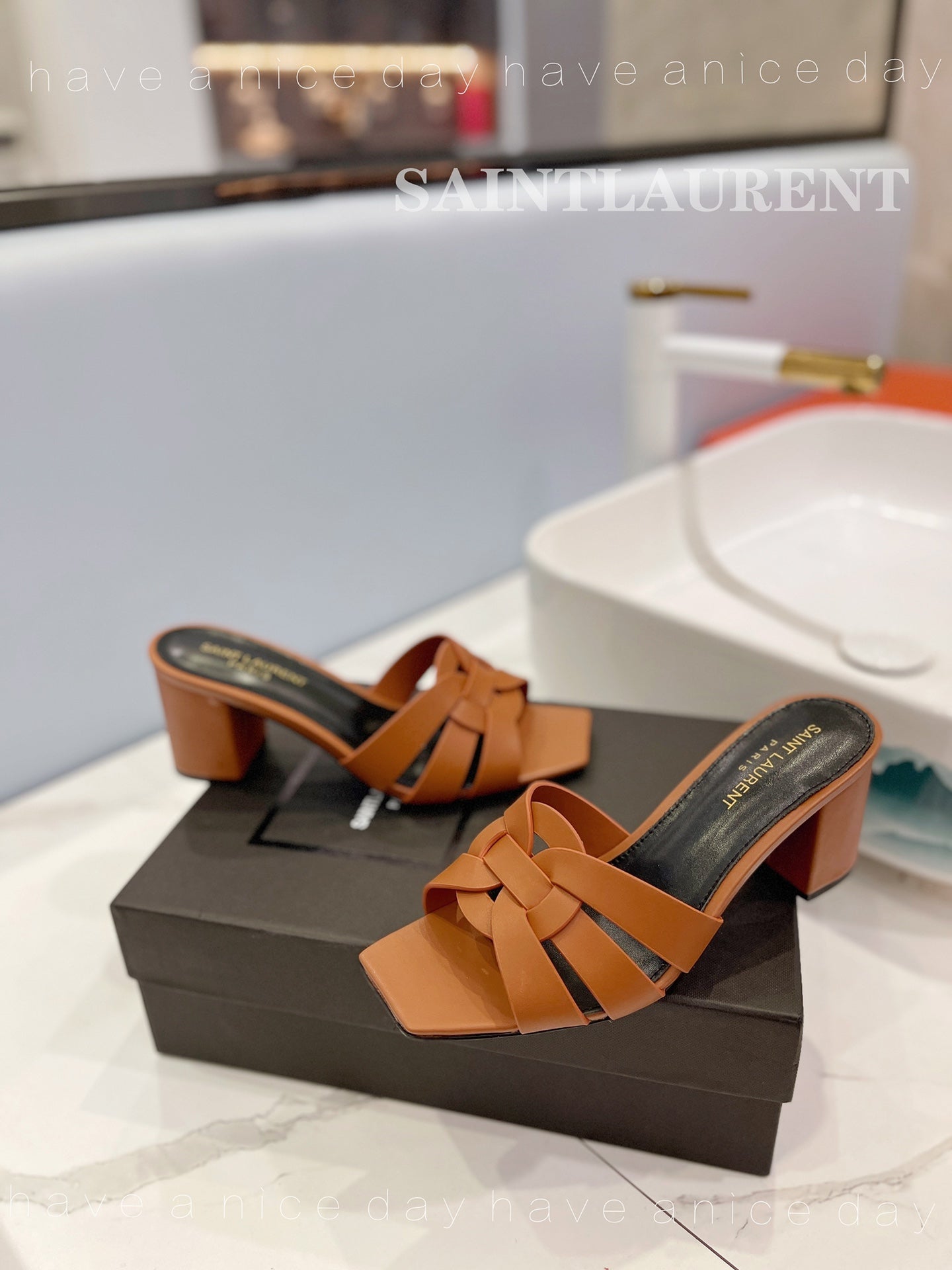 SL TRIBUTE MULES COPPER CALFSKIN