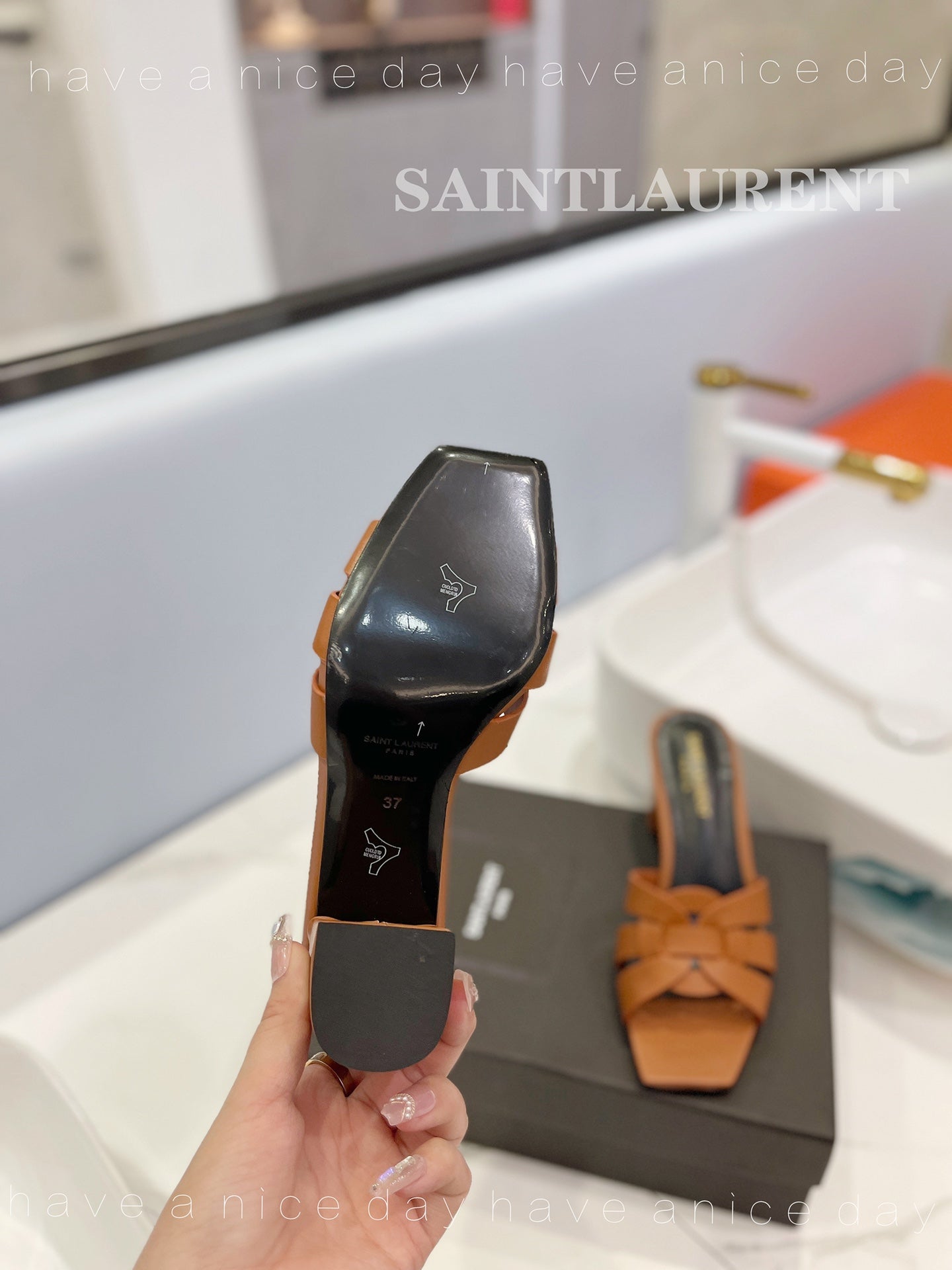 SL TRIBUTE MULES COPPER CALFSKIN