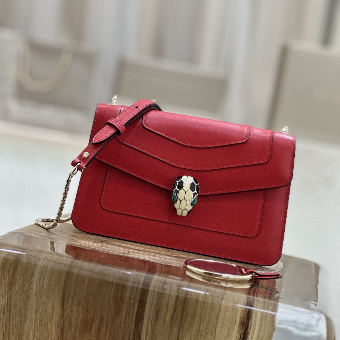 SERPENT FOREVER CROSSBODY 22CM RED CALFSKIN 1 COMPARTMENT