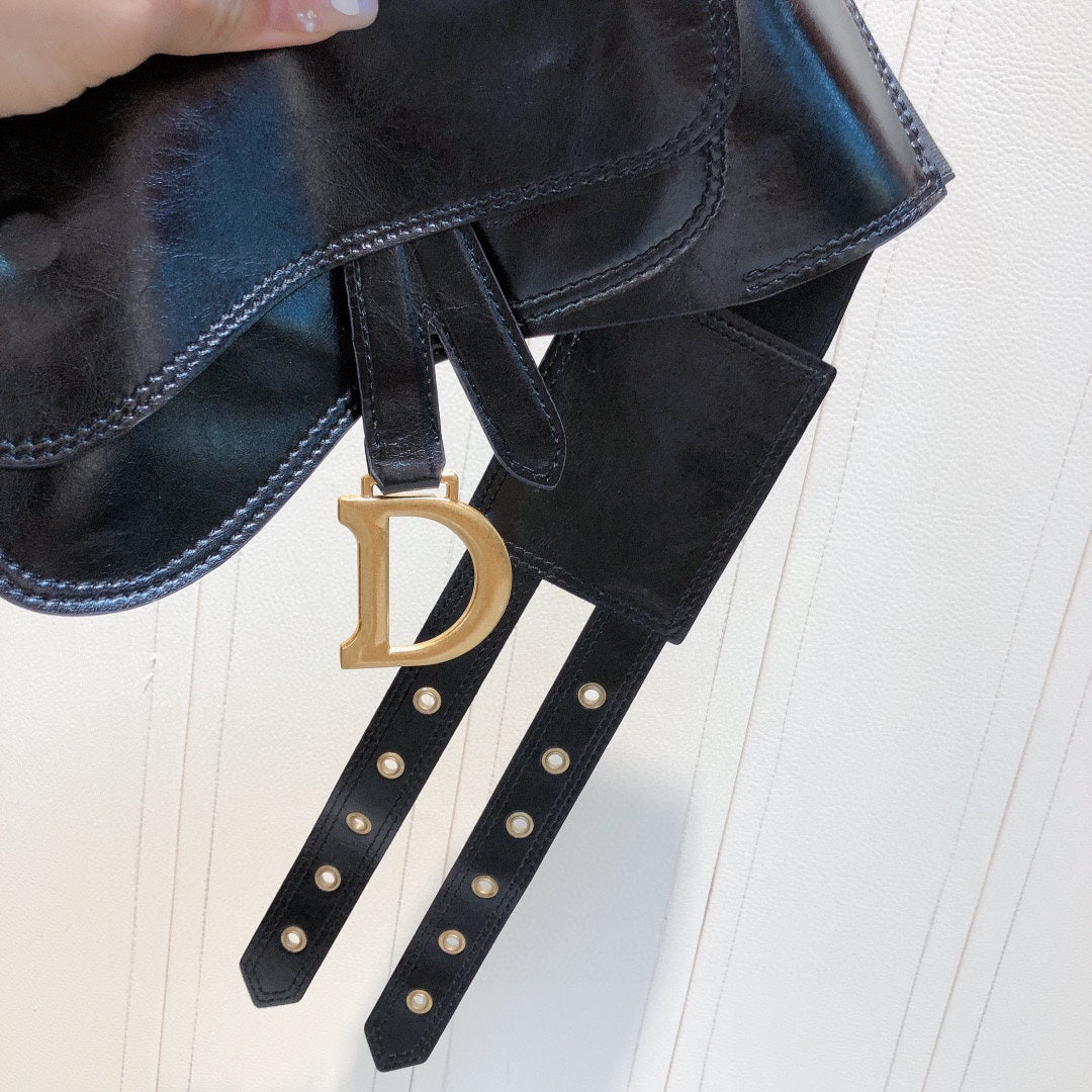 cd saddle belt black lambskin