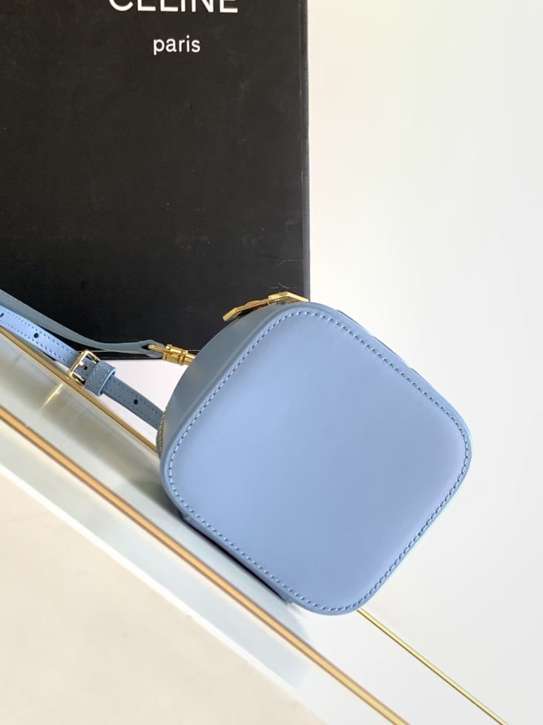 MINI VANITY CASE TRIOMPHE SKY BLUE CALFSKIN