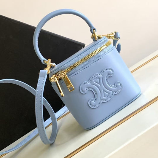 MINI VANITY CASE TRIOMPHE SKY BLUE CALFSKIN