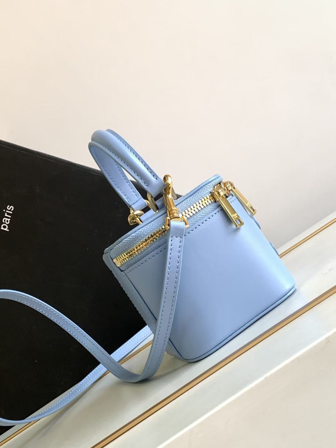 MINI VANITY CASE TRIOMPHE SKY BLUE CALFSKIN