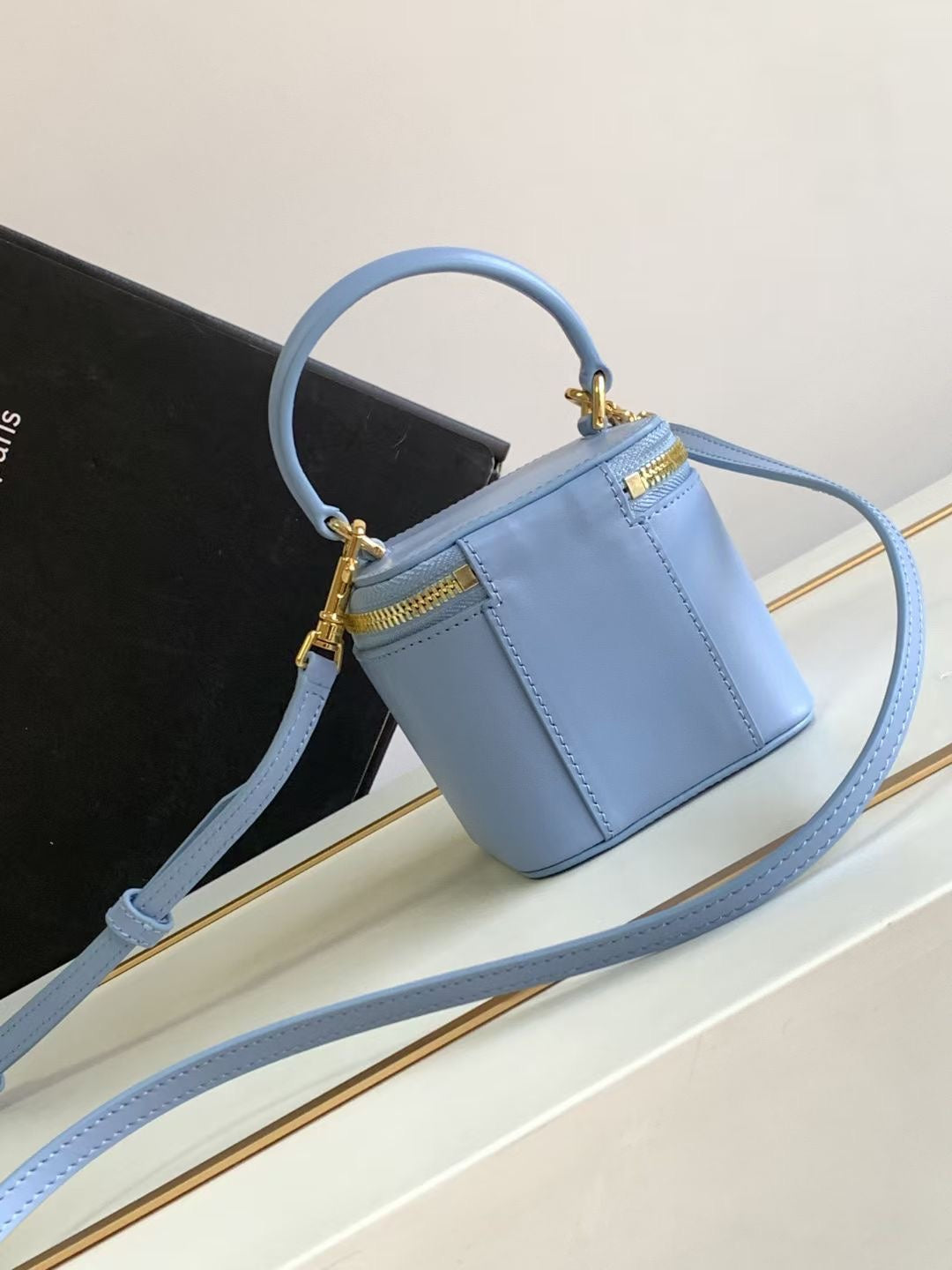 MINI VANITY CASE TRIOMPHE SKY BLUE CALFSKIN