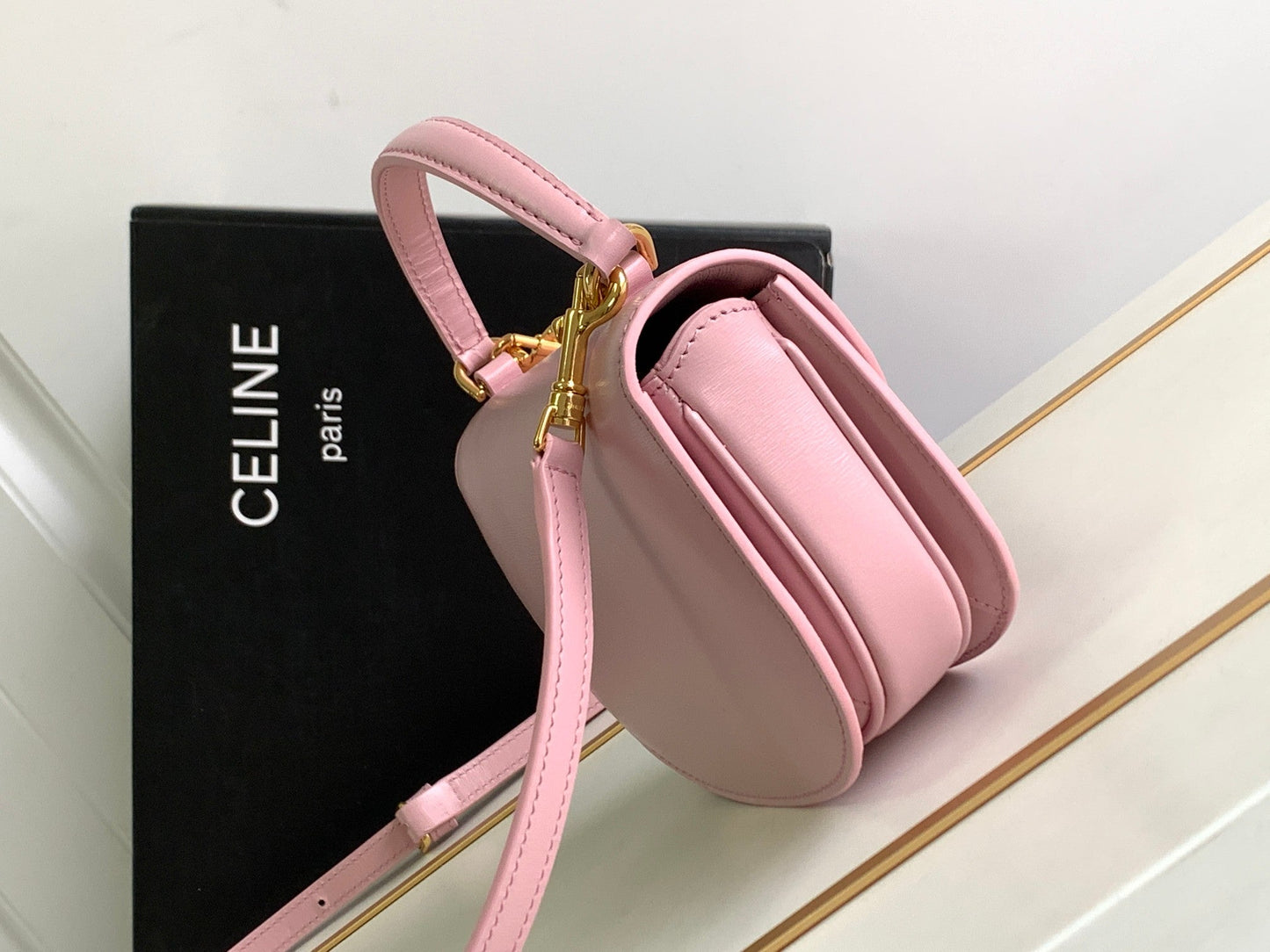 TEEN CHAIN BESACE TRIOMPHE 15.5CM PINK CALFSKIN