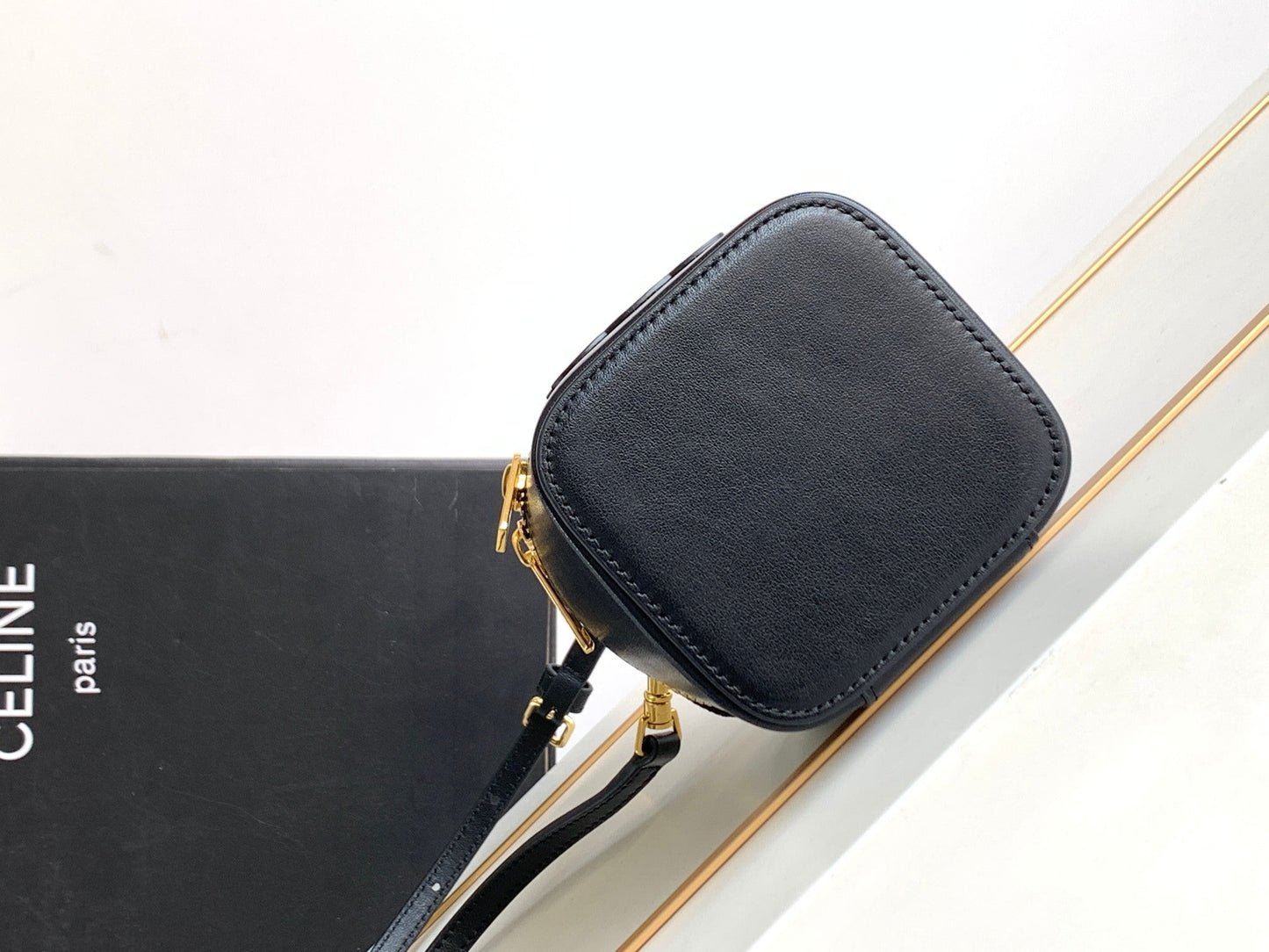 MINI VANITY CASE TRIOMPHE BLACK CALFSKIN