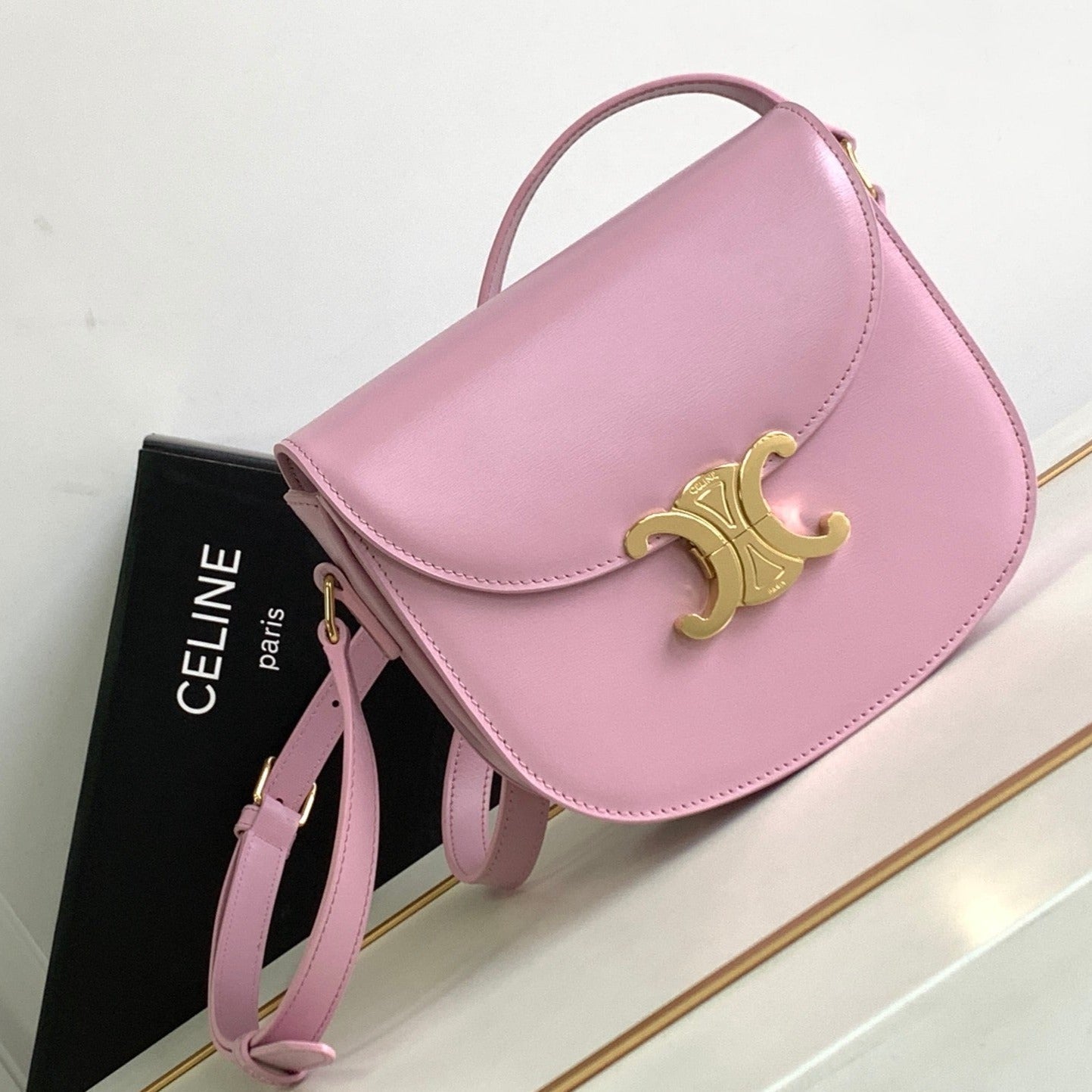 teen besace triomphe 18.5 pink calfskin