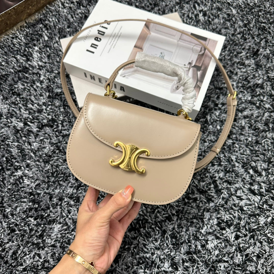 BESACE TRIPHOME 17 CALFSKIN BEIGE CREAM