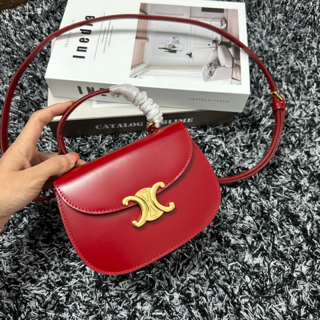 BESACE TRIPHOME 17 CALFSKIN CHERRY RED