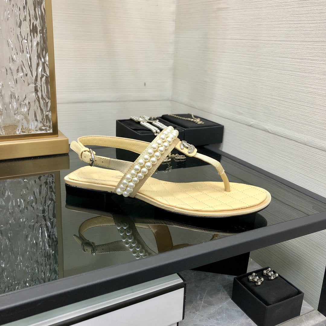 cc sandal light yellow lambskin mop