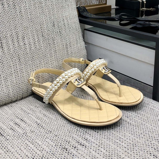 cc sandal light yellow lambskin mop