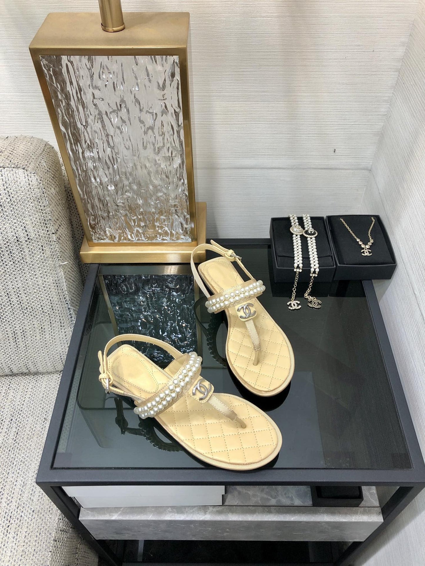 cc sandal light yellow lambskin mop