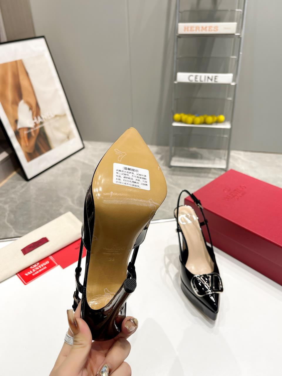 vlogo signature black beige calfskin slingback platform pump 120mm