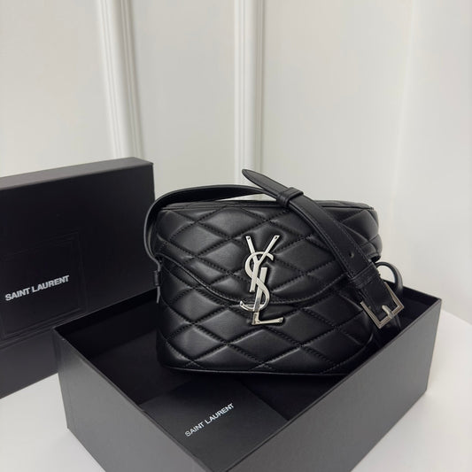 SL June Box Bag In Quilted Black Lambskin Shw