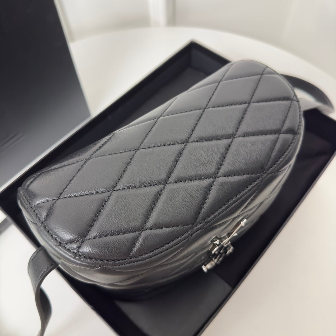 SL June Box Bag In Quilted Black Lambskin Shw