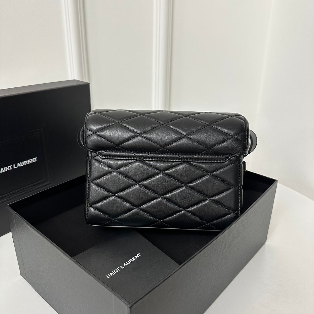 SL June Box Bag In Quilted Black Lambskin Shw