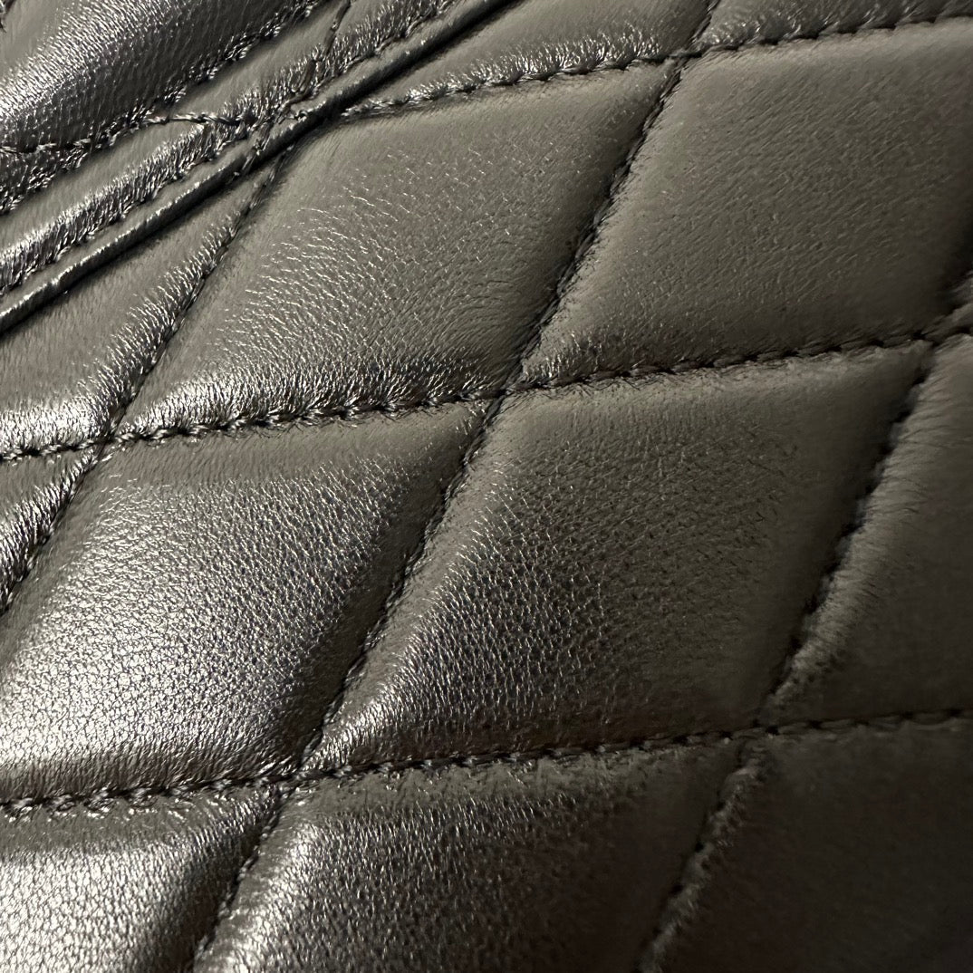 SL June Box Bag In Quilted Black Lambskin Shw