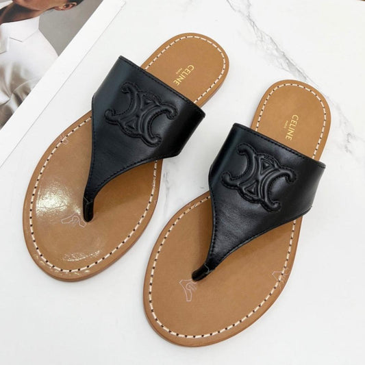 THONG MULE IN BLACK CALFSKIN