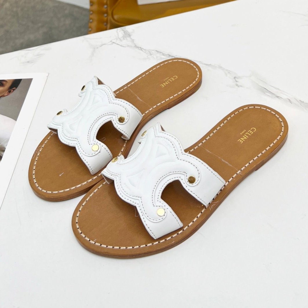 TRIOMPHE SLIDE IN WHITE CALFSKIN