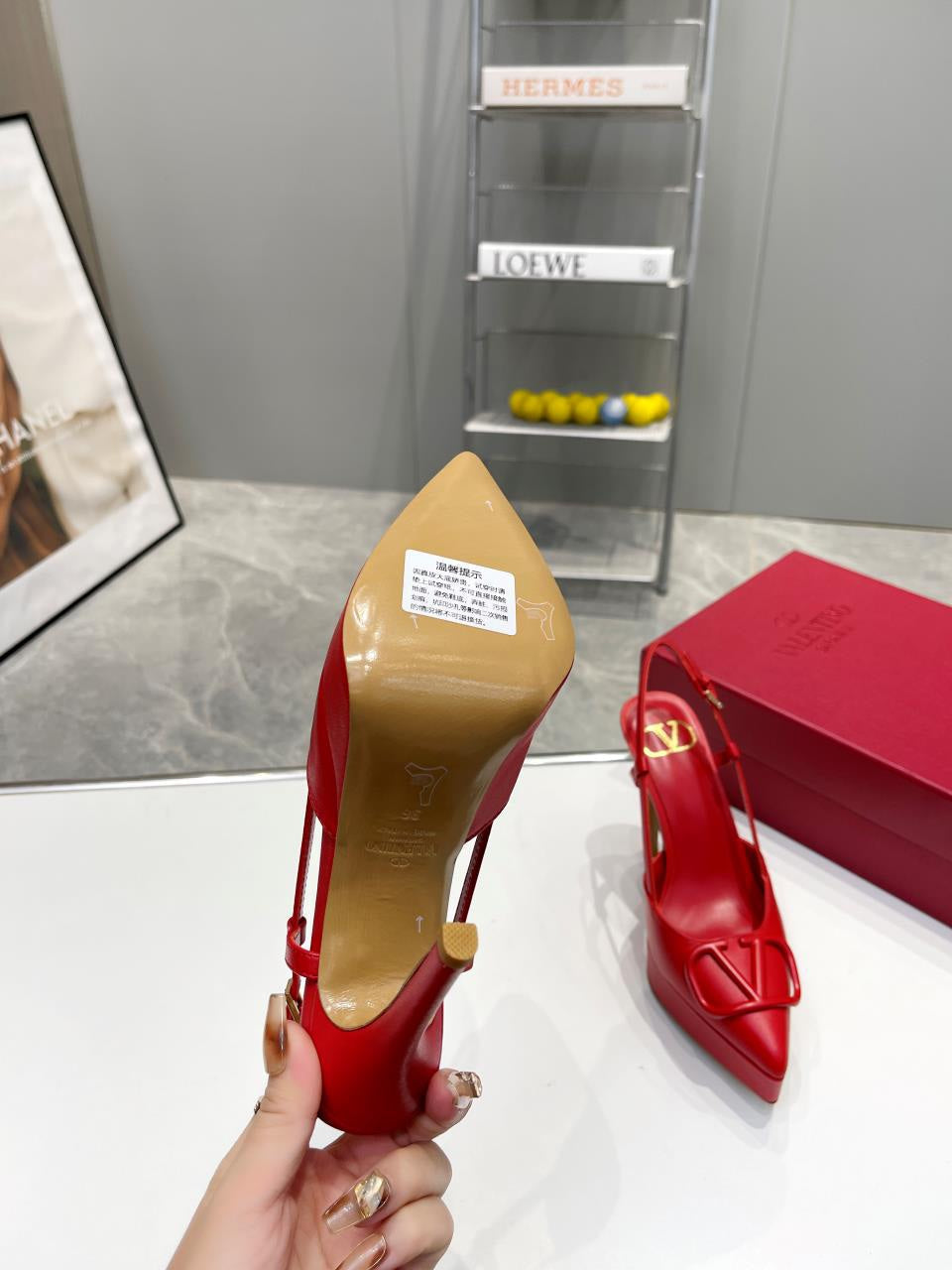 vlogo signature all red calfskin slingback platform pump 120mm