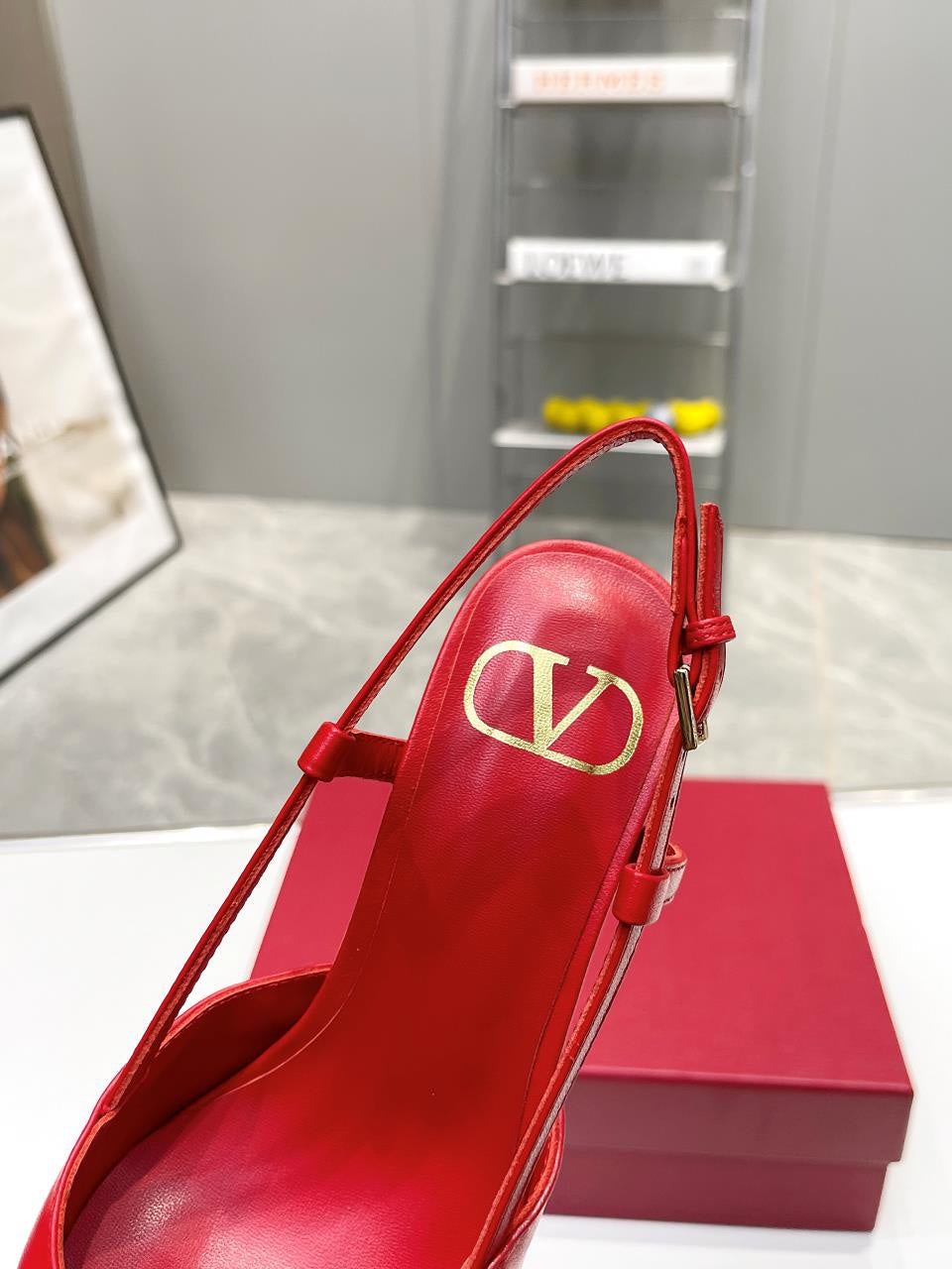 vlogo signature all red calfskin slingback platform pump 120mm