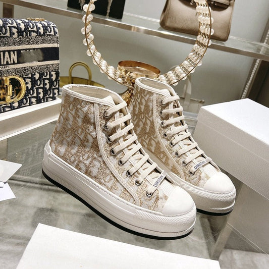 walkn high-top 45 gold white oblique embroidery canvas