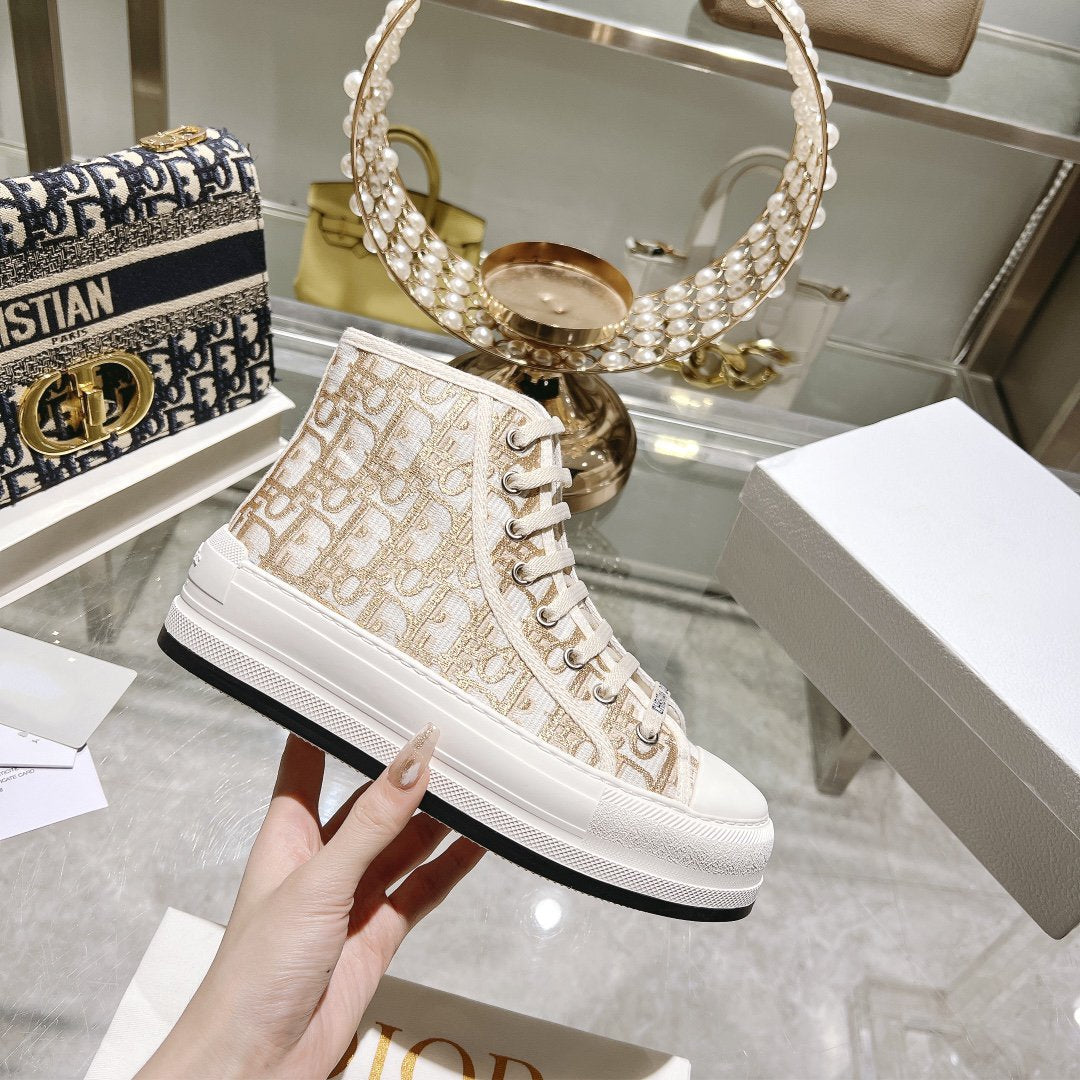 walkn high-top 45 gold white oblique embroidery canvas