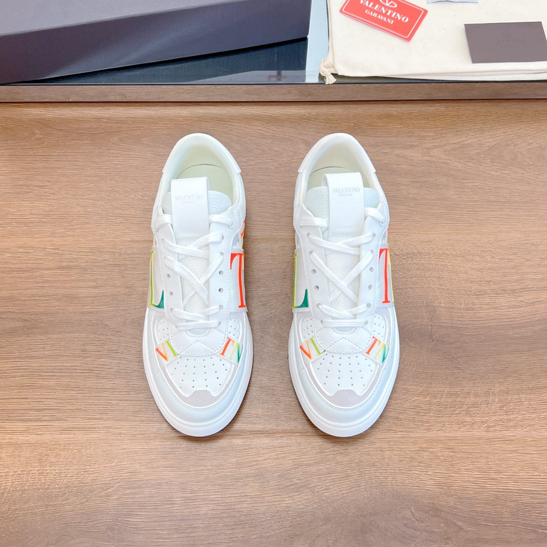 valenti low top vl7n white calfskin rainbow canvas