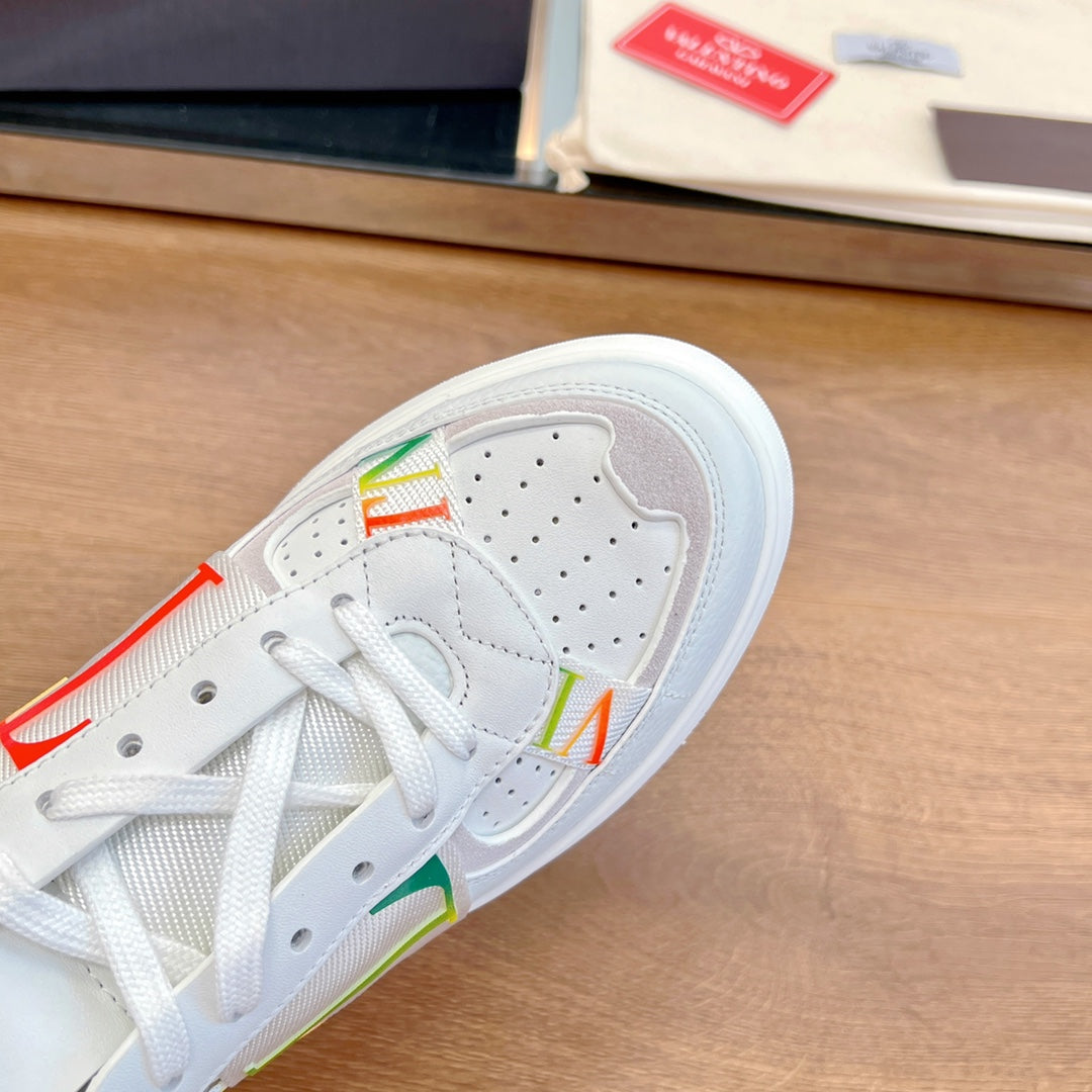 valenti low top vl7n white calfskin rainbow canvas