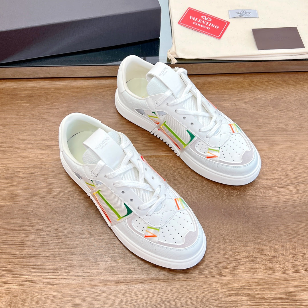 valenti low top vl7n white calfskin rainbow canvas