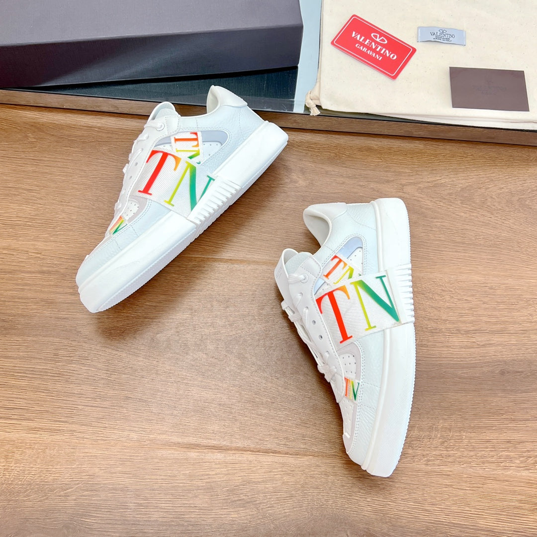 valenti low top vl7n white calfskin rainbow canvas