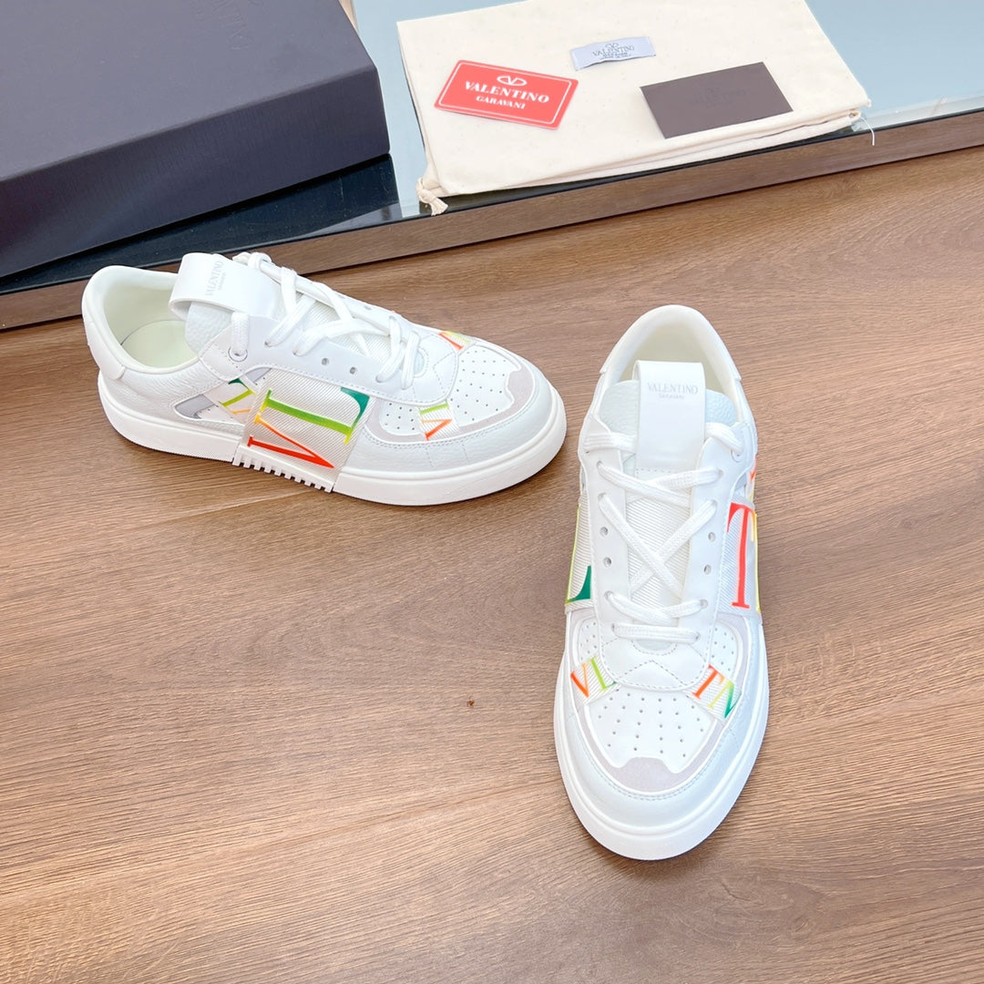 valenti low top vl7n white calfskin rainbow canvas