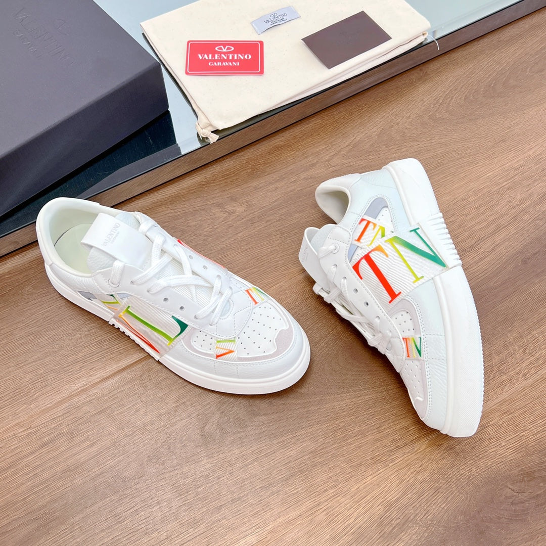 valenti low top vl7n white calfskin rainbow canvas