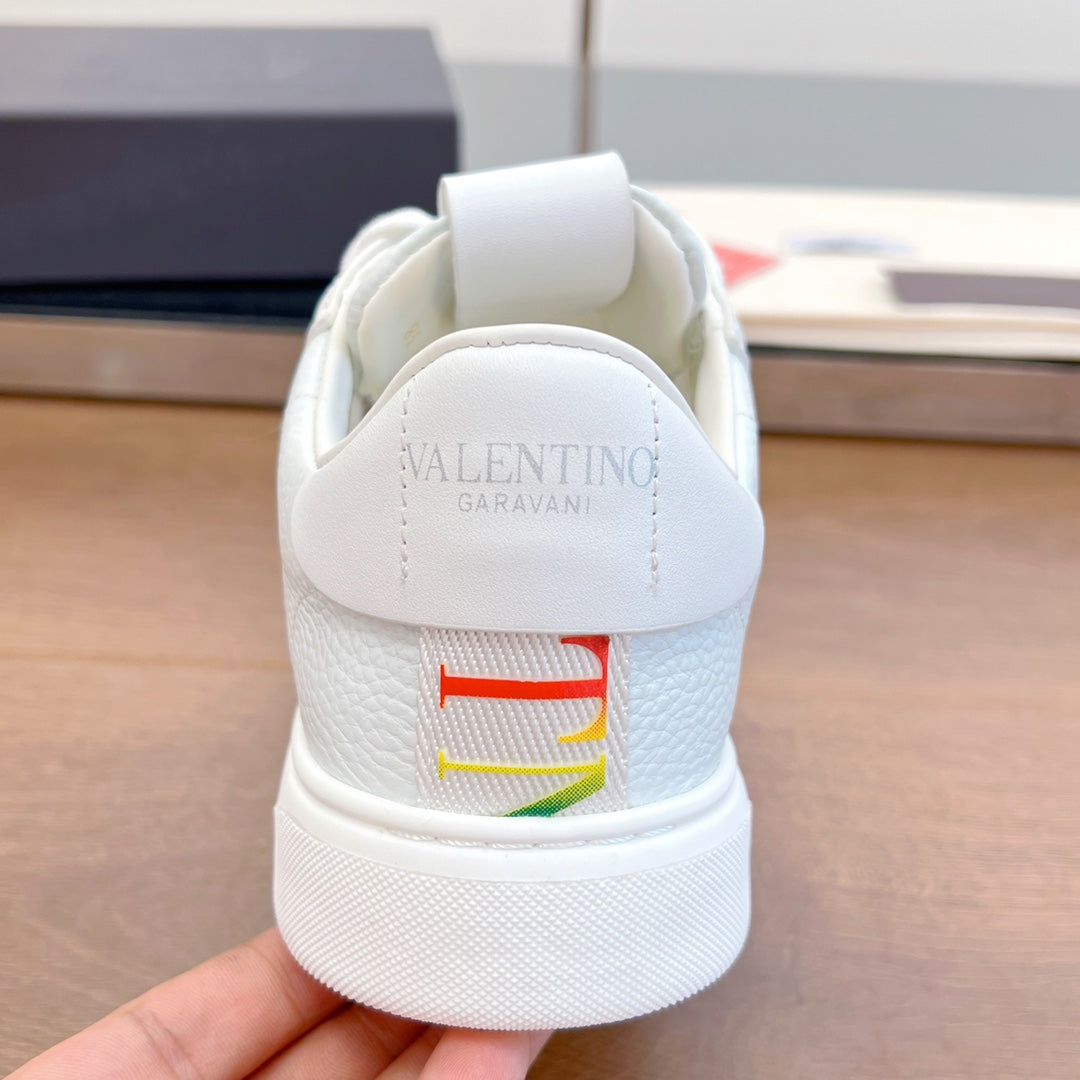 valenti low top vl7n white calfskin rainbow canvas