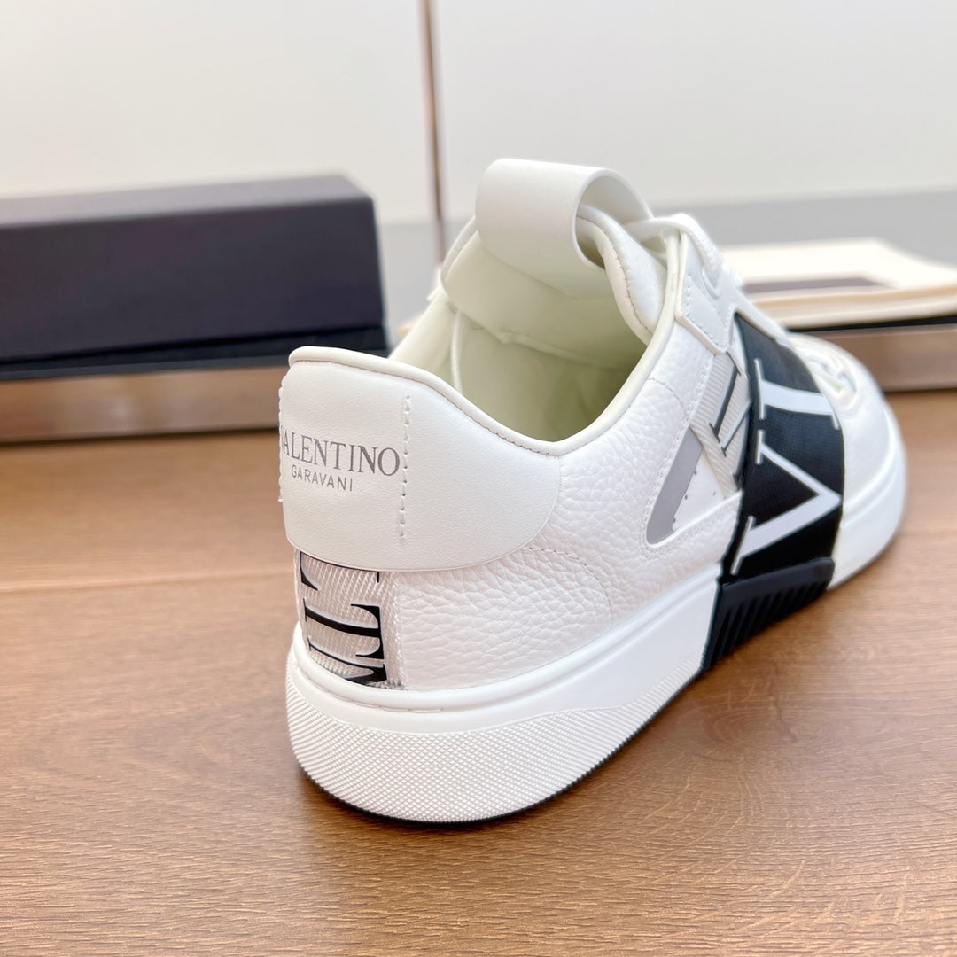 valenti low top vl7n white calfskin black canvas