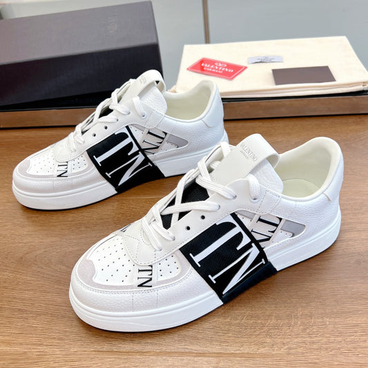 valenti low top vl7n white calfskin black canvas