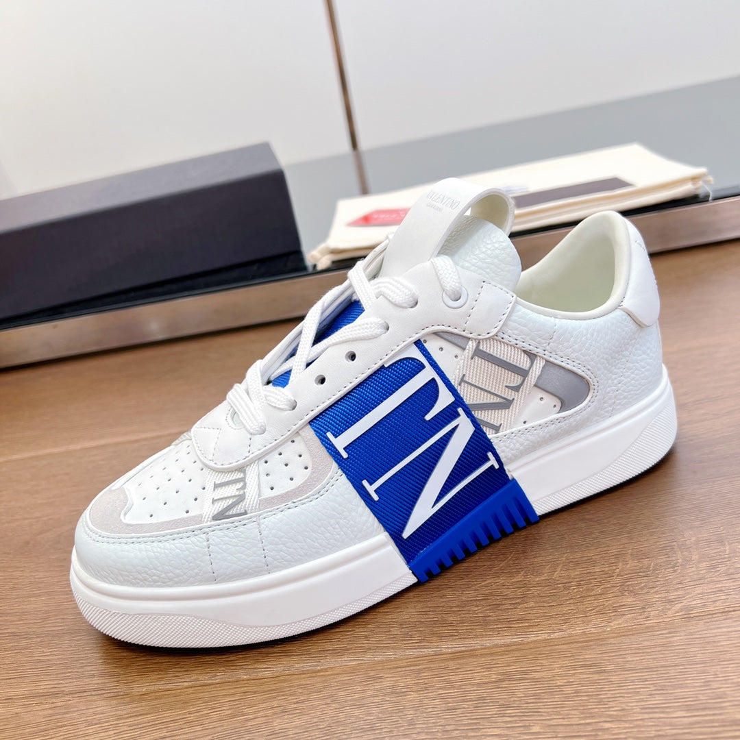 valenti low top vl7n white calfskin blue canvas