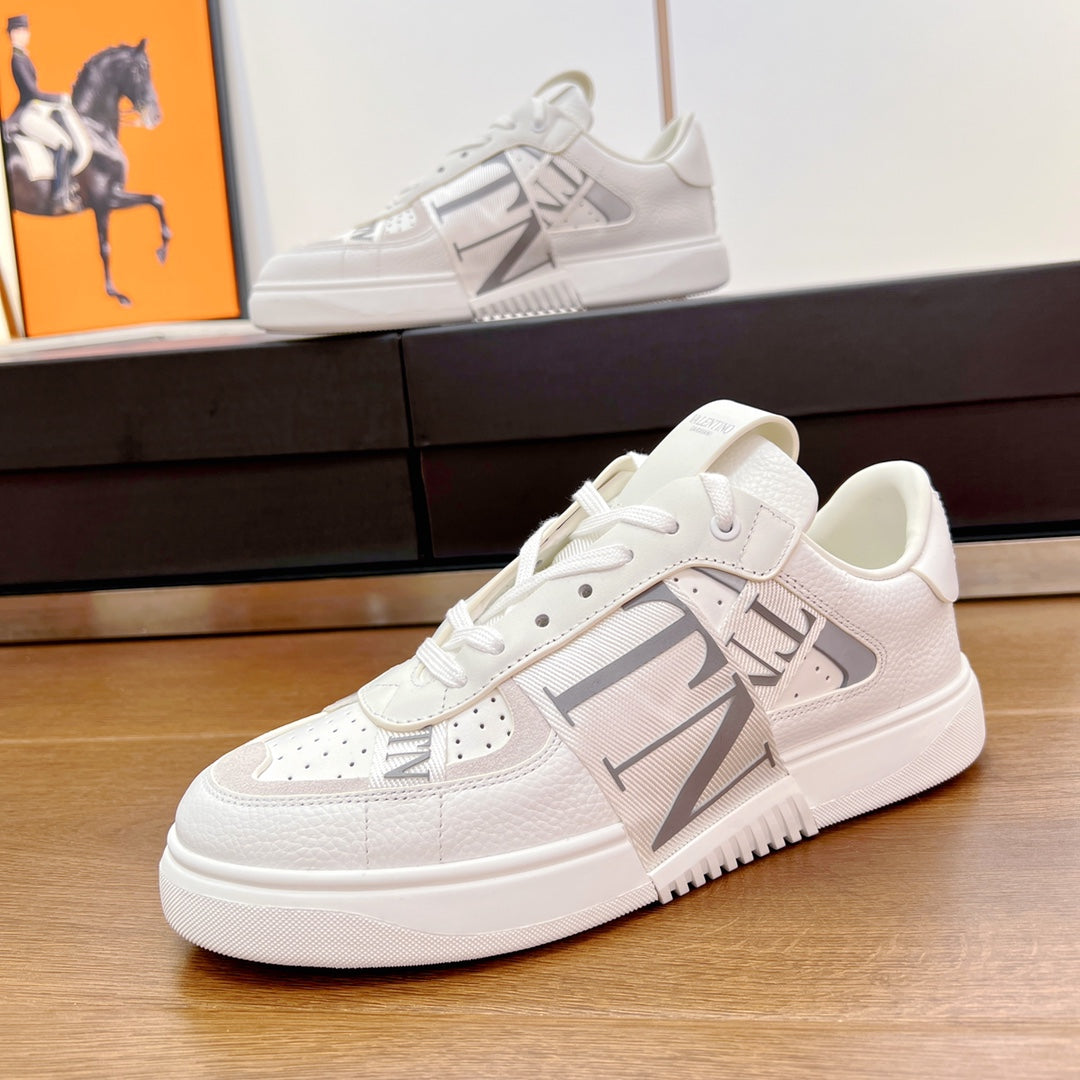 valenti low top vl7n white calfskin cream canvas