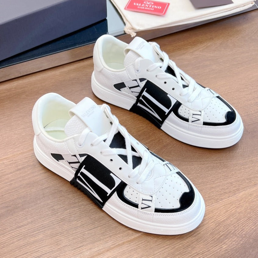 valenti low top vl7n black white calfskin black canvas