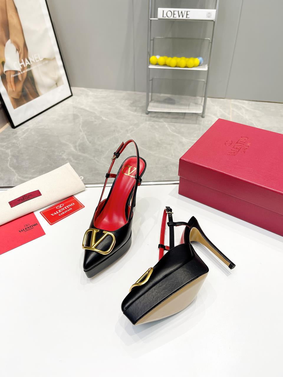 vlogo signature black red calfskin slingback platform pump 120mm